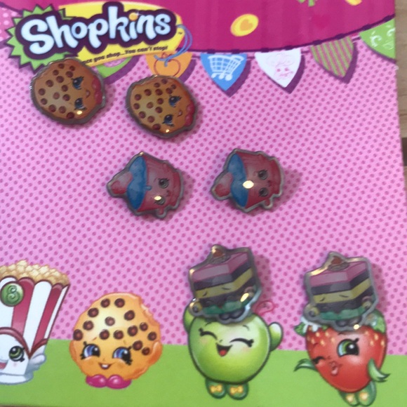 Shopkins Girls Earrings 3 Pair Set Kooky Cookie - Picture 2 of 3